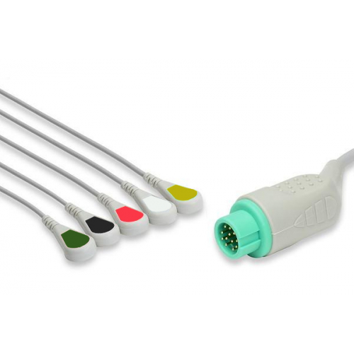 Kabel kompletny EKG do Biolight, 5 odprowadzeń, zatrzask, wtyk 12 pin